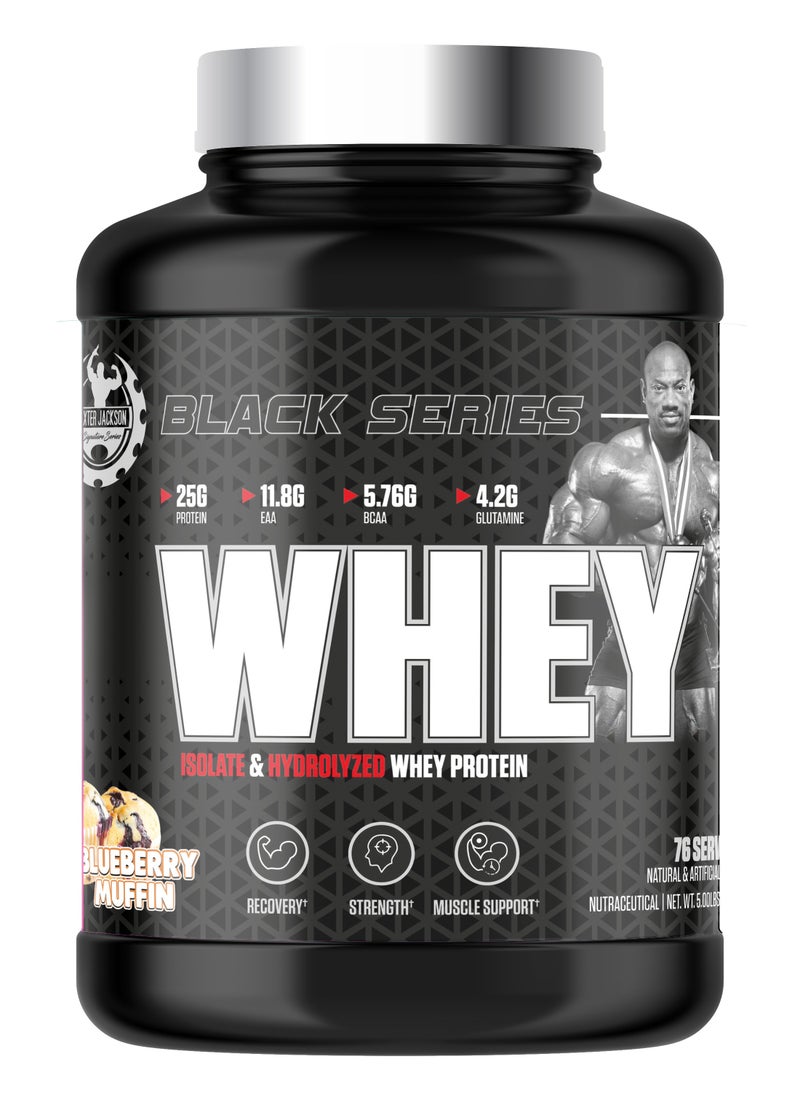 Black Series Isolate & Hydrolyzed Whey Protein 5 Lbs (76 Servings) - High Protein Supplement for Muscle Growth & Recovery (Blueberry Muffin)