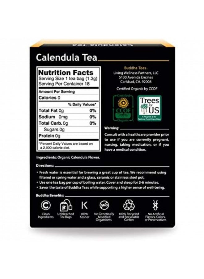 Buddha Teas Organic Calendula Flower Tea - OU Kosher, USDA Organic, CCOF Organic, 18 Bleach-Free Tea Bags