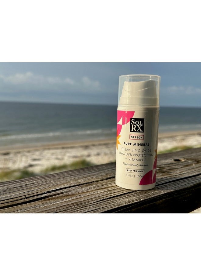 Pure Mineral Spf 50+ Sunscreen - 3.4Oz Zinc Oxide Sunscreen With Vitamin E, Reef Safe Sunscreen, Daily Use For Face And Body