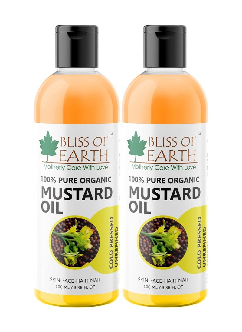 Organic Mustard Oil Great For Hair Growth & Body Massage 100ML Pack of 2