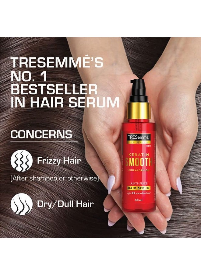 Tresemme Keratin Smooth Anti-Frizz Hair Serum 50ml with Argan Oil, for 2X Smoother Hair and Long Lasting Frizz control upto 48H even in 80% humidity