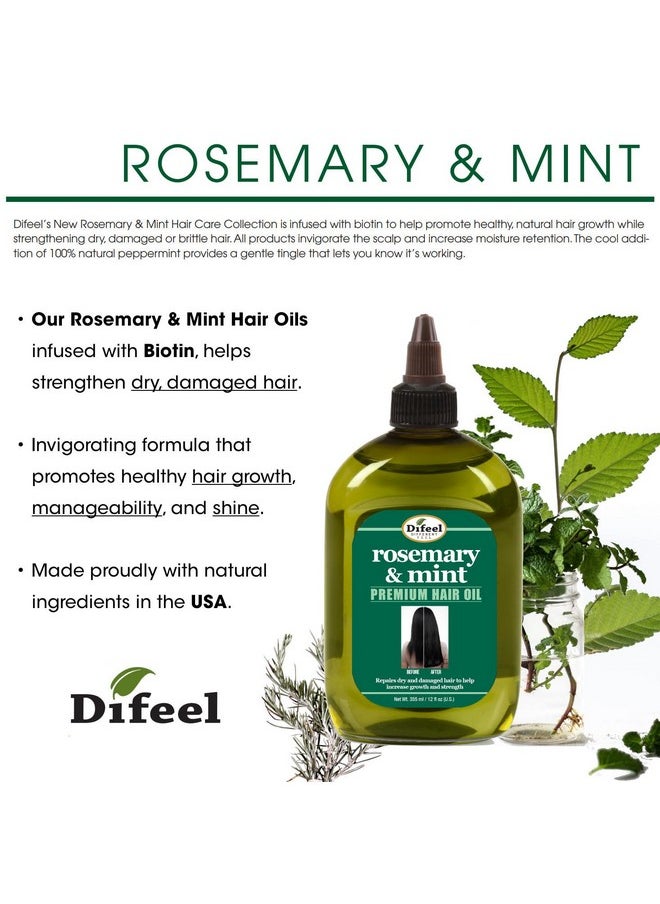 Rosemary And Mint Premium Hair Oil With Biotin - Large 12 Oz. - Natural Rosemary Oil For Hair Growth & Biotin