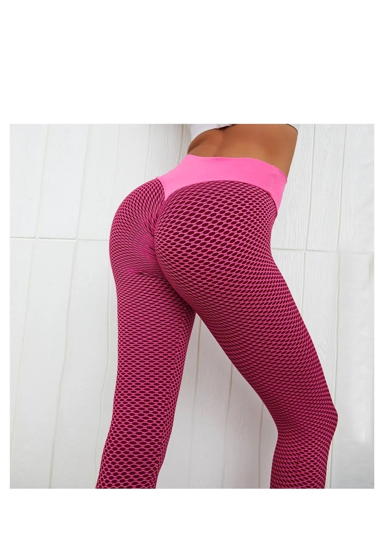 Pink High-Waisted Women's Leggings - Ultra Stretchy Yoga Pants for Workouts & Everyday Wear – Tummy Control Sports Yoga Pants Offering Superior Comfort and Fashion