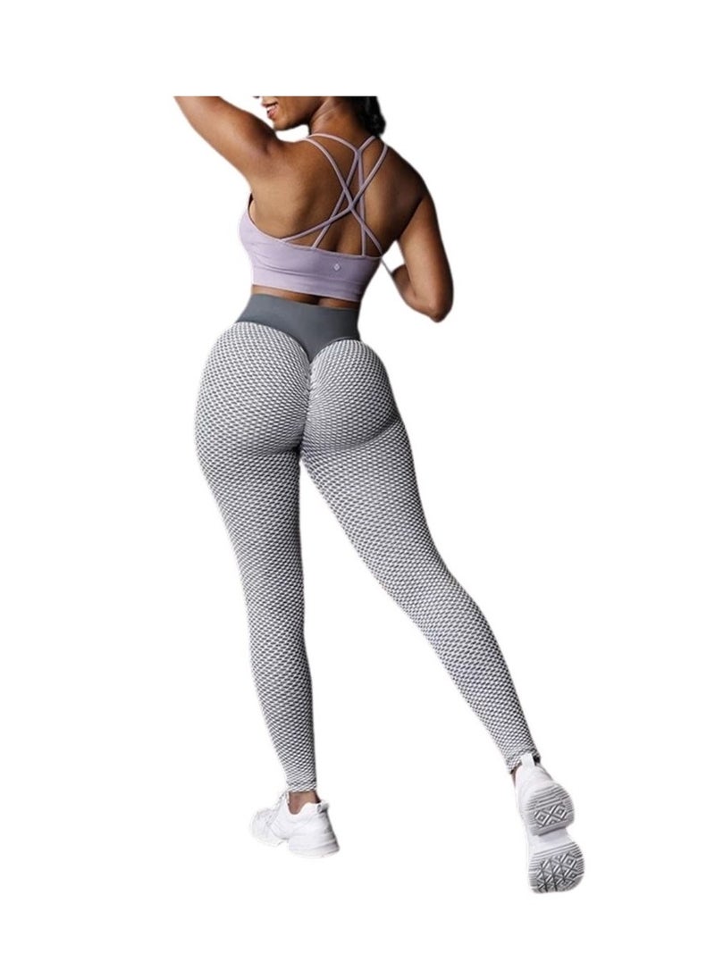 Grey High-Waisted Women's Leggings - Ultra Stretchy Yoga Pants for Workouts & Everyday Wear – Tummy Control Sports Yoga Pants Offering Superior Comfort and Fashion