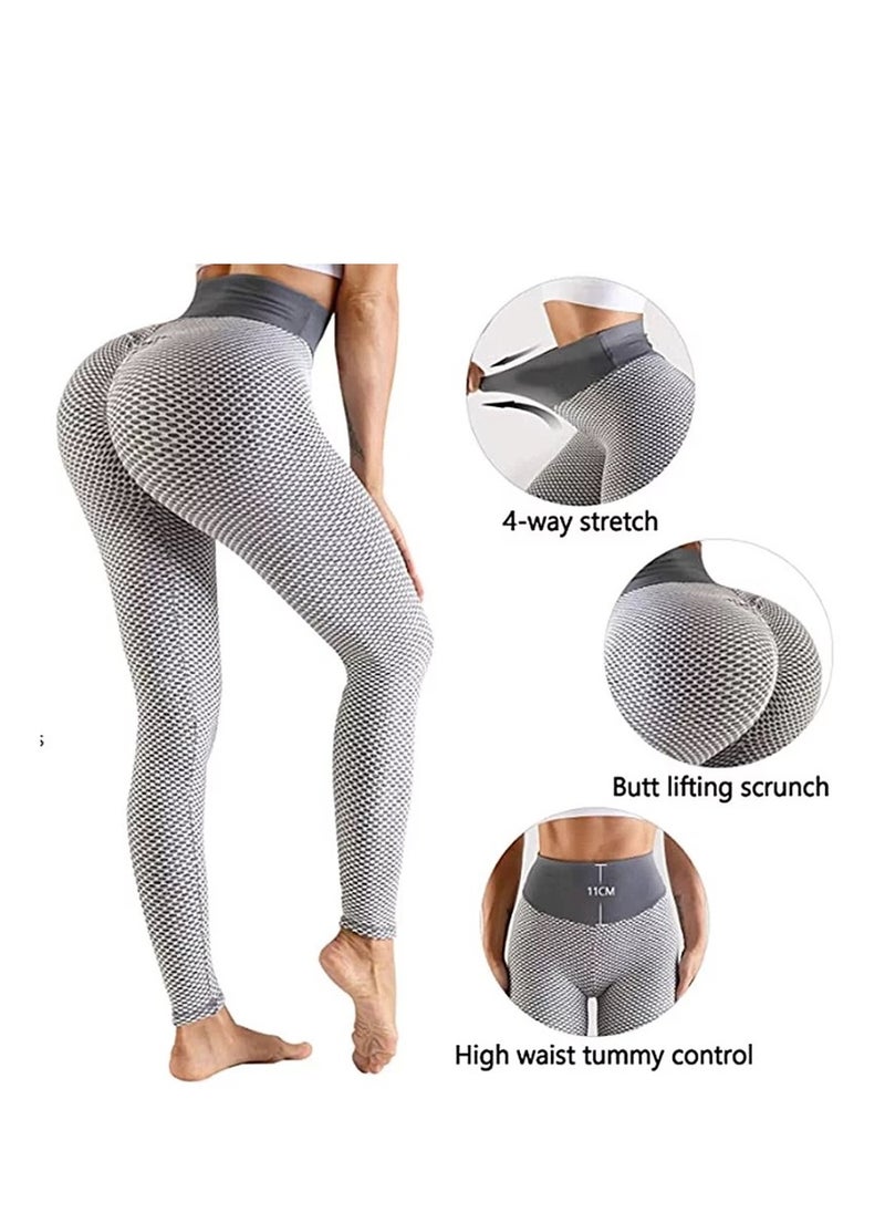 Grey High-Waisted Women's Leggings - Ultra Stretchy Yoga Pants for Workouts & Everyday Wear – Tummy Control Sports Yoga Pants Offering Superior Comfort and Fashion