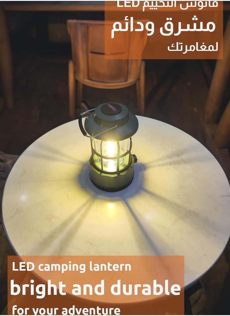 Rechargeable USB Camping Lantern, Stepless Dimmer Metal Retro LED Light, Waterproof Hanging Vintage Tent Lamp for Hiking, Fishing & Emergencies