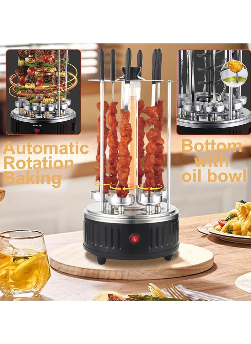 Stainless steel heating tube 360-degree automatic rotating skewer barbecue machine barbecue oven spiral family gathering 6 long skewers