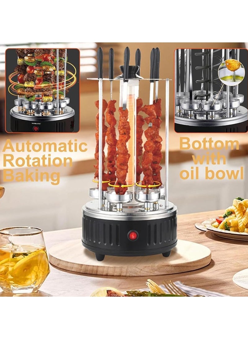 Stainless steel heating tube 360-degree automatic rotating skewer barbecue machine barbecue oven spiral family gathering 6 long skewers