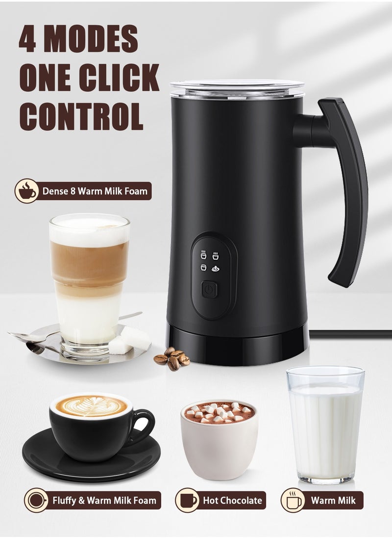 Milk Frother, 4 in 1 Electric Milk Steamer, Automatic Hot and Cold Foam Maker , 12 oz/350ml Detachable Milk Steamer with Washing Brush for Coffee, Latte, Hot Chocolates, Cappuccino