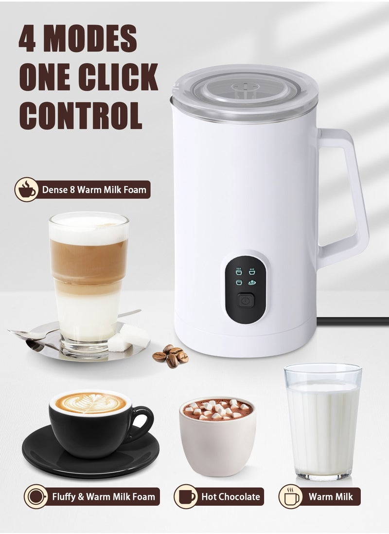 Milk Frother, 4 in 1 Electric Milk Steamer, Automatic Hot and Cold Foam Maker , 12 oz/350ml Detachable Milk Steamer with Washing Brush for Coffee, Latte, Hot Chocolates, Cappuccino