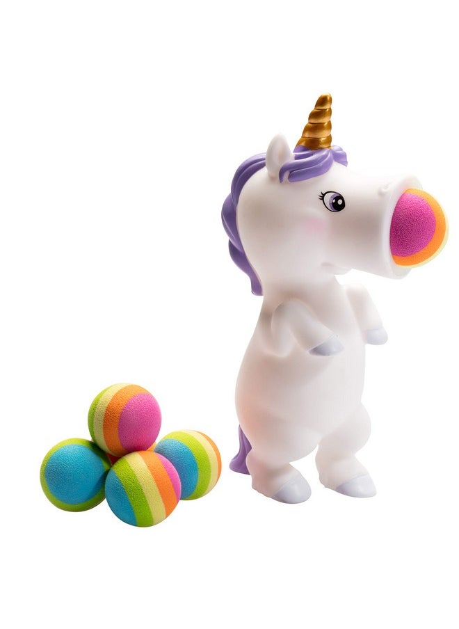 Unicorn Ball Popper Toy - Christmas Stocking Stuffer Includes 4 Soft Foam Balls - Squeeze To Pop Air Powered Balls Up To 20 Feet - Safe For Indoor/Outdoor Play - Gift For Kids, Girls, Boys