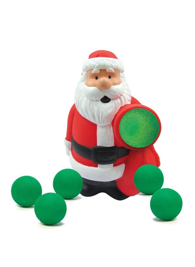 Christmas Santa Ball Popper Toy - Holiday Stocking Stuffer Includes 4 Soft Foam Balls - Squeeze To Pop Air Powered Balls Up To 20 Feet - For Indoor/Outdoor Play - Gift For Kids, Girls, Boys