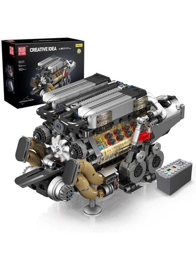 10131 W16 Engine Building Kit - Build Your Own W16 Engine Toy, 16-Cylinder Petrol Car Engine Replica Model Building Kit For Kids/Teens 10+ Years (952 Pcs)