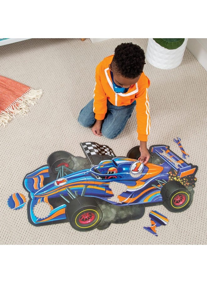 Giant Floor Puzzles With Uniquely Fun Shaped Pieces For Kids Ages 3+ Gifts For Boys And Girls - Racecar