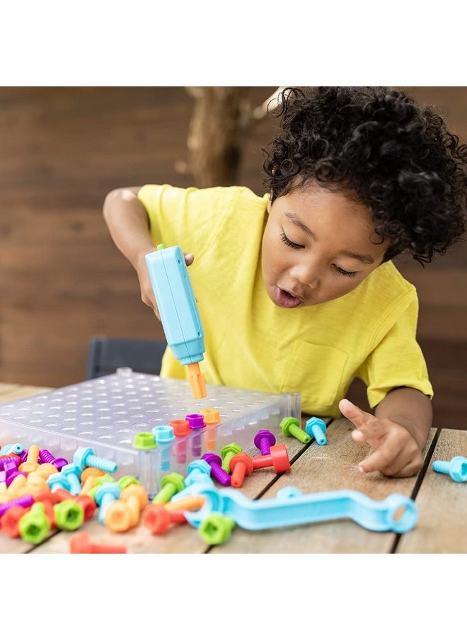 Design & Drill See-Through Creative Workshop: 136 Piece Set With Drill Toy, Kids Drill Sets, Stem Toy, Ages 3+