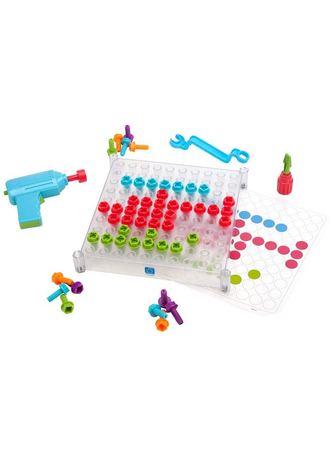 Design & Drill See-Through Creative Workshop: 136 Piece Set With Drill Toy, Kids Drill Sets, Stem Toy, Ages 3+