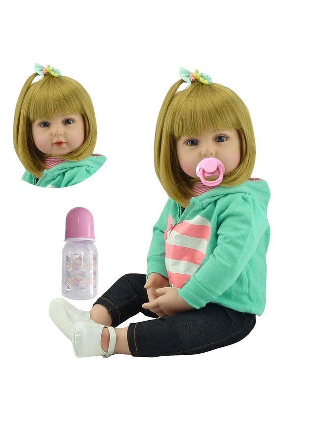 Lovely Reborn Baby Girl Doll 18 Inch 45 Cm Soft Silicone Realistic Looking Newborn Vinyl Dolls Handmade Toddler Toy For Ages 3+