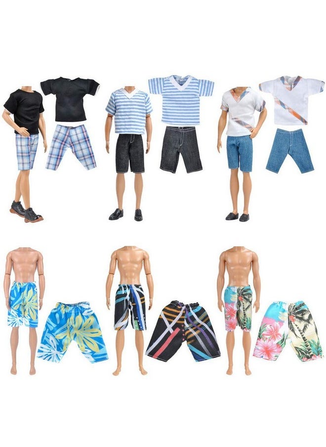 10-Item Fantastic Pack = 5 Sets Fashion Casual Wear Clothes Outfit +5 Pairs Shoes For Boy Doll Random Style (Casual Wear Clothes + Pink Suit + Swimwear)