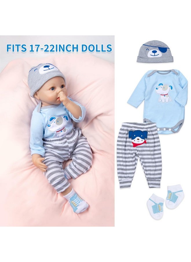 8 Pcs Reborn Baby Boy Doll Clothes Accessories Blue Puppy Set With Backpack Diaper For 17-22 Inch Reborn Doll Newborn Baby Boy