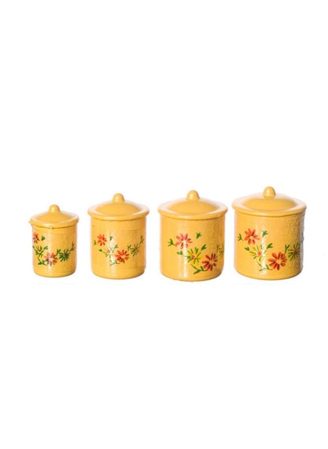 Dollhouse Miniature Canister Set, 4 With Removable Lids, Yellow #Im65306
