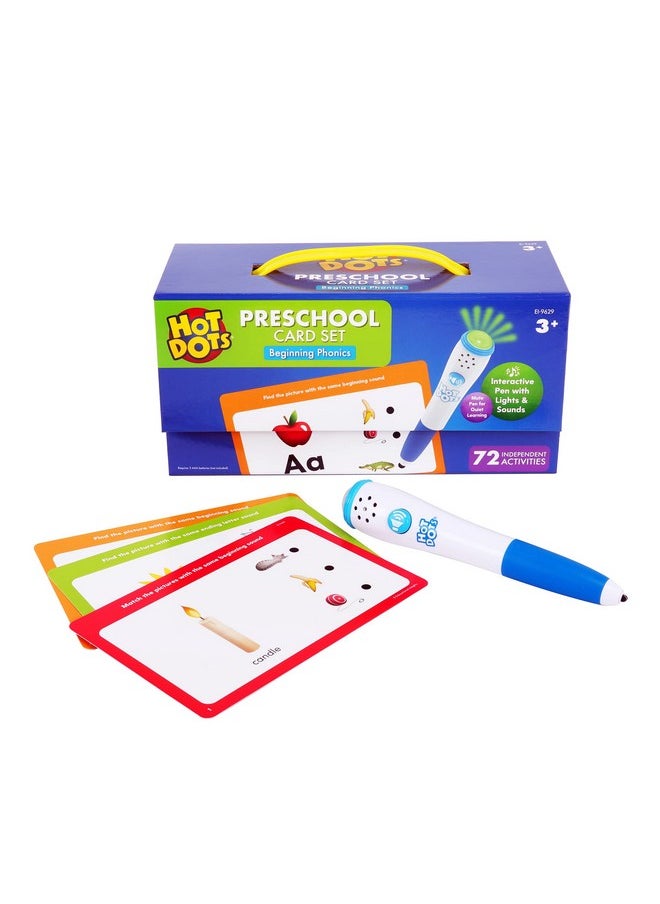Hot Dots Beginning Phonics Set With 72 Activities, Learn To Read Preschool Set With Interactive Pen, Ages 3+
