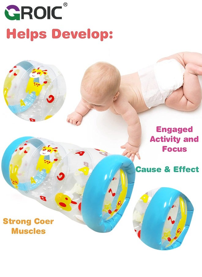 Crawling & Walking Baby Toys Inflatable Baby Roller Toy Beginner Crawl Along Game Ball Drop Maze Tummy Time Activity Center Early Development Jumbo Roller Rattle Toy Baby Toys for 3 Months