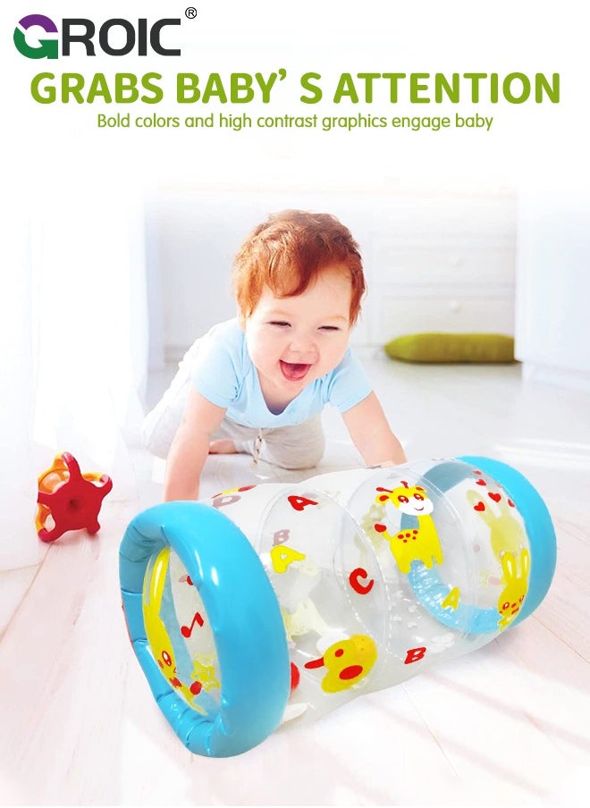 Crawling & Walking Baby Toys Inflatable Baby Roller Toy Beginner Crawl Along Game Ball Drop Maze Tummy Time Activity Center Early Development Jumbo Roller Rattle Toy Baby Toys for 3 Months