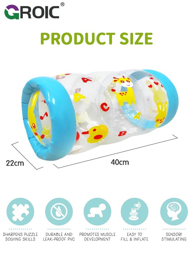 Crawling & Walking Baby Toys Inflatable Baby Roller Toy Beginner Crawl Along Game Ball Drop Maze Tummy Time Activity Center Early Development Jumbo Roller Rattle Toy Baby Toys for 3 Months