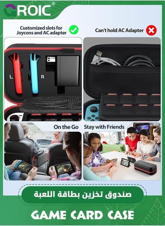 The Switch Case Compatible with Nintendo & OLED, Carry Bag for AC Adapter and Joy-Pad, Protective Portable Travel OLED Carrying Games Accessories