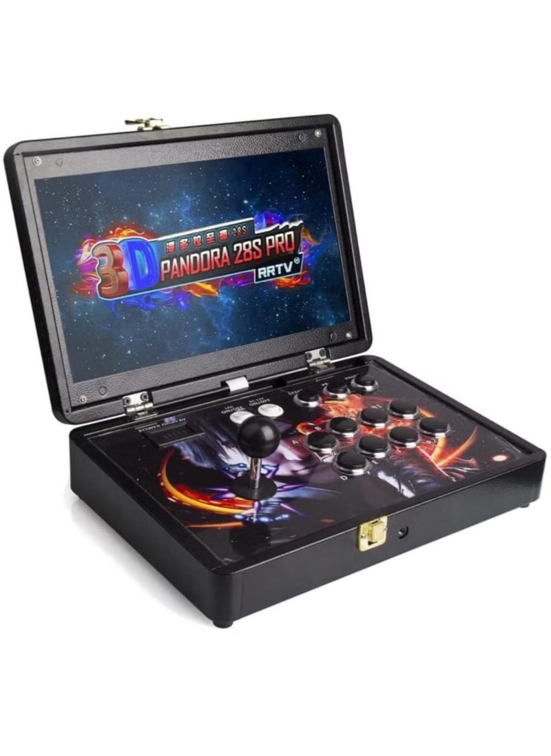 Portable Arcade Game Console 14-Inch Metal Suitcase - Supports 3D & 2D Games, Multifunction Retro Gaming Console with Built-in Games