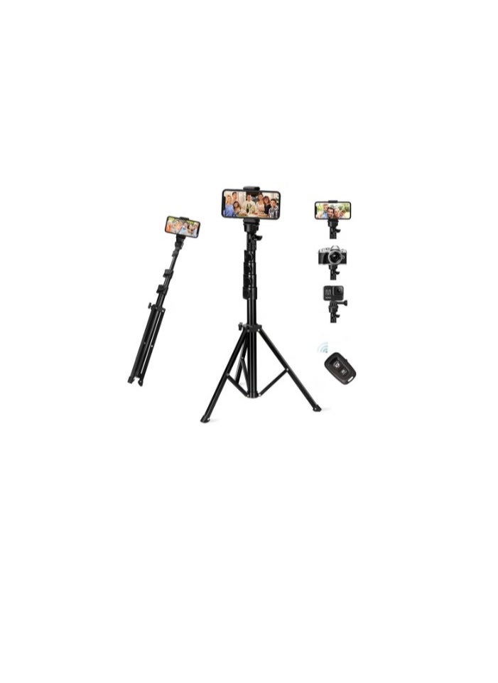 51 Inch Extendable Phone Tripod and Camera Stand with Bluetooth Remote and Clip