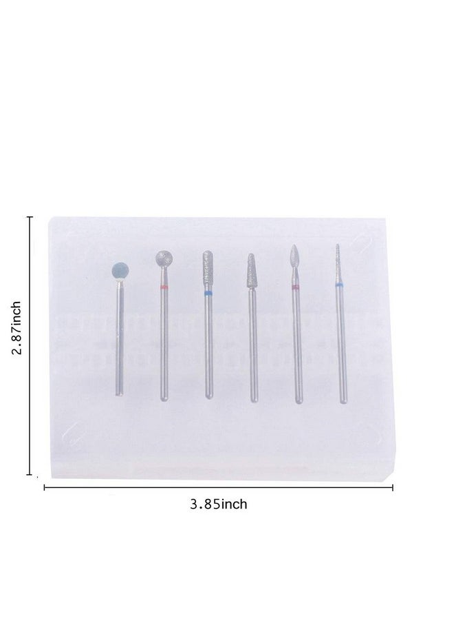 Russian Cuticle Drill Bit Set With Case,6Pcs Cuticle Remover Bits (Needle,Ball,Flame,Cylinder,Tapered),Diamond Nail Bit Stone Bit