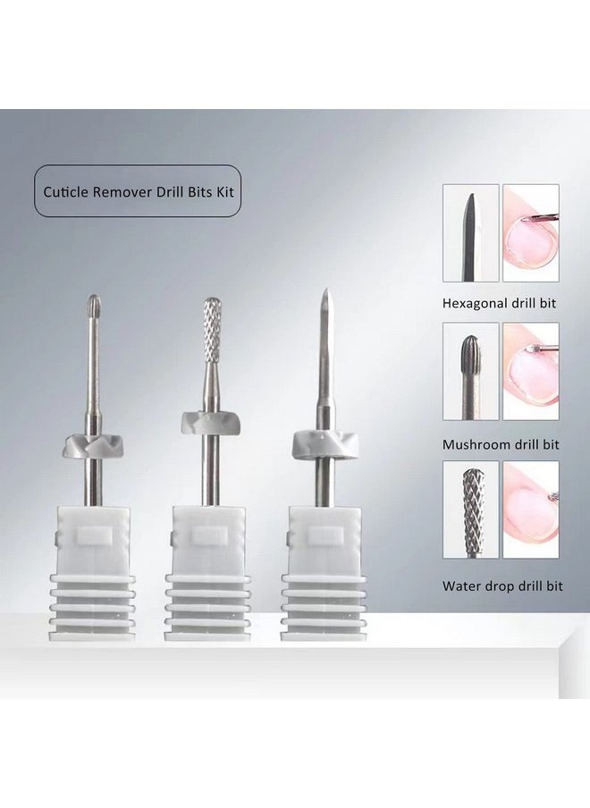 3 Pieces Nail Drill Bits,Cuticle Remover Drill Bits Kit,Tungsten Steel Nail Drill Bits,Manicure Tools For Nails