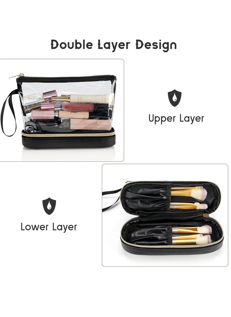Ethereal Travel Makeup Bag, Clear Cosmetic Bag Make Up Organizer TSA Approved Toiletry Bag, Waterproof Pouch for Women Purse for Toiletries Accessories Brushes