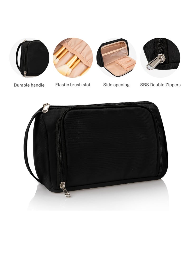 CUBETASTIC Small Makeup Bag, Makeup Pouch, Travel Cosmetic Organizer for Women and Girls (Oxford Cloth, Black)