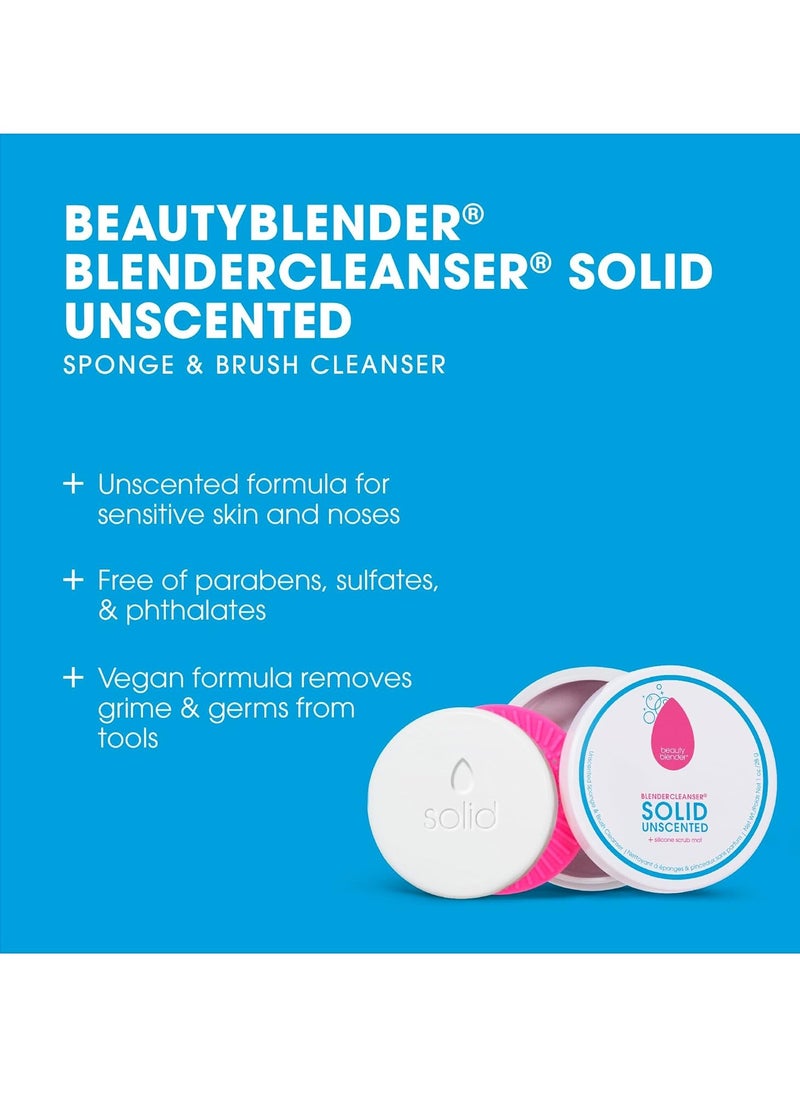 Beautyblender® | Blendercleanser® Solid Unscented Makeup Sponge & Brush Cleanser + Silicone Scrub Mat | Professional Cleansing Tool, Makeup Sponge Cleaner, Vegan & Cruelty Free, Made in USA