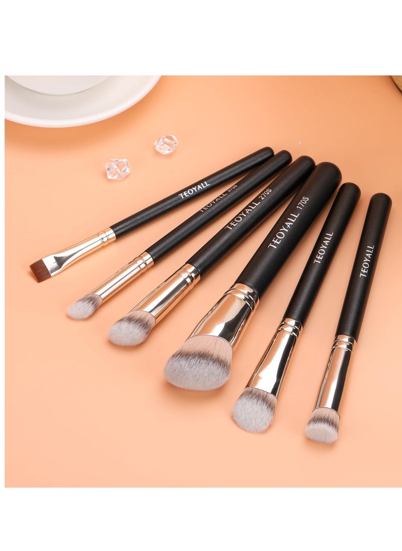 TEOYALL Foundation Contour Conceal Brush Set, 3PCS Angled Synthetic Kabuki Brush for Blending Setting Buffing with Liquid, Cream and Powder Cosmetic (170S/270S/370S)
