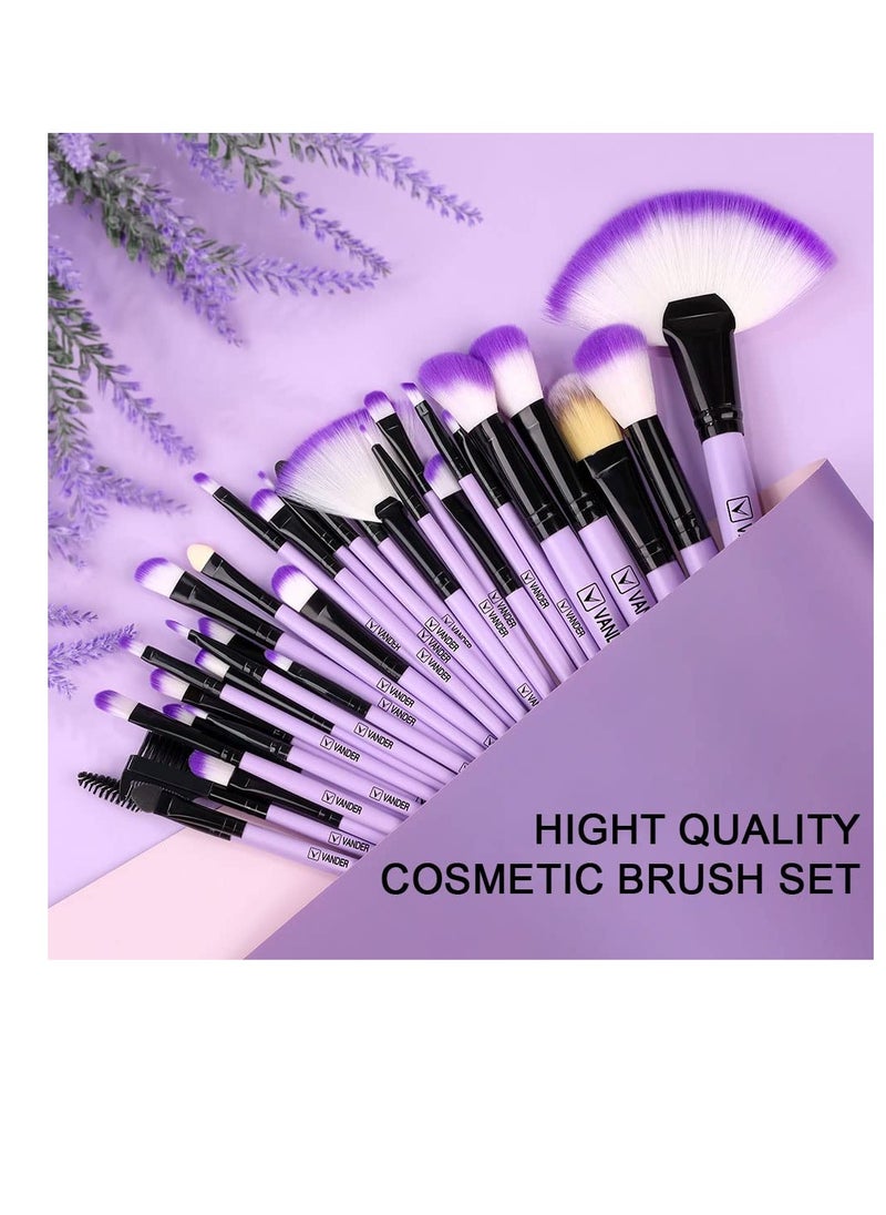 Make up Brushes, VANDER Professional 32pcs Makeup Brush Set, Makeup Brushes Set Foundation Blending Cosmetic Brush Set Kit,Purple