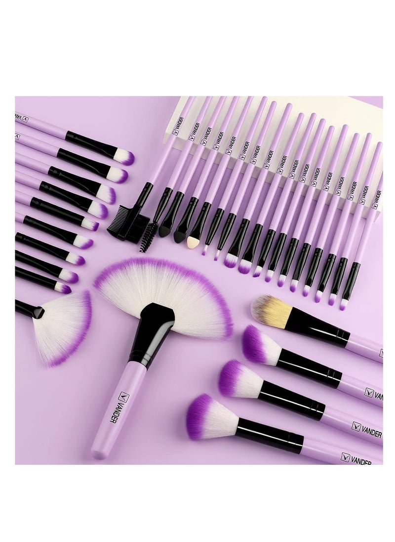 Make up Brushes, VANDER Professional 32pcs Makeup Brush Set, Makeup Brushes Set Foundation Blending Cosmetic Brush Set Kit,Purple