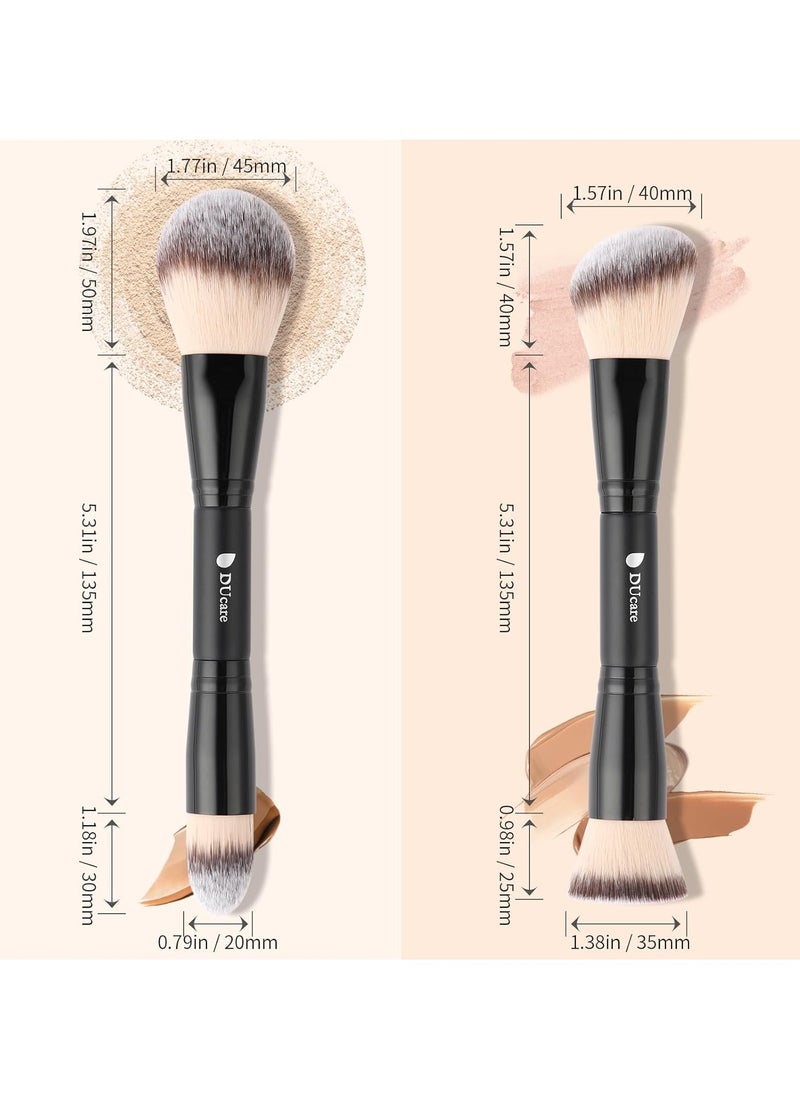 DUcare Makeup Brushes Duo End Foundation Contour Powder and Buffer Brush Bronzer Double Makeup Brush Set 2Pcs black