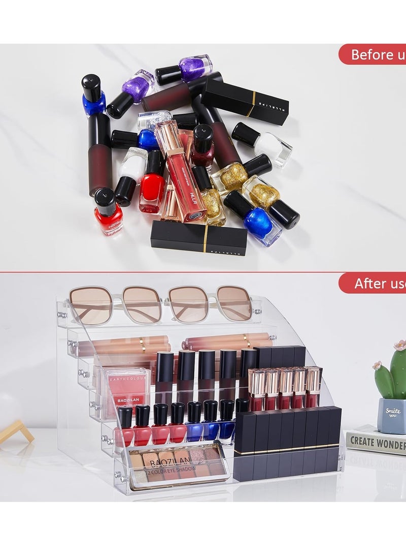 KINGROW Nail Polish Organizer 72 Bottles of 6 Layers Acrylic Display Rack Eyeglasses Storage Essential Oils Holder Makeup Organizer