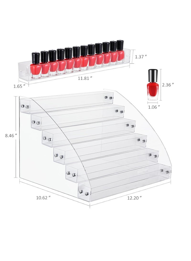 KINGROW Nail Polish Organizer 72 Bottles of 6 Layers Acrylic Display Rack Eyeglasses Storage Essential Oils Holder Makeup Organizer