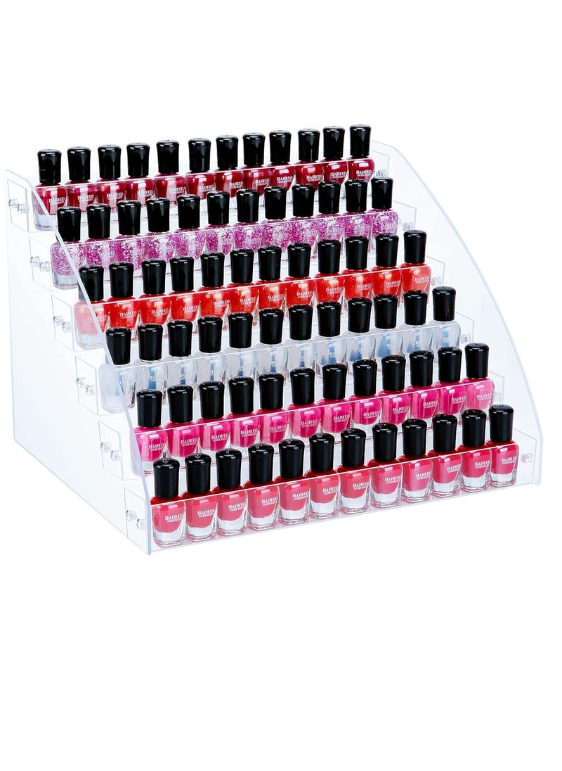 KINGROW Nail Polish Organizer 72 Bottles of 6 Layers Acrylic Display Rack Eyeglasses Storage Essential Oils Holder Makeup Organizer