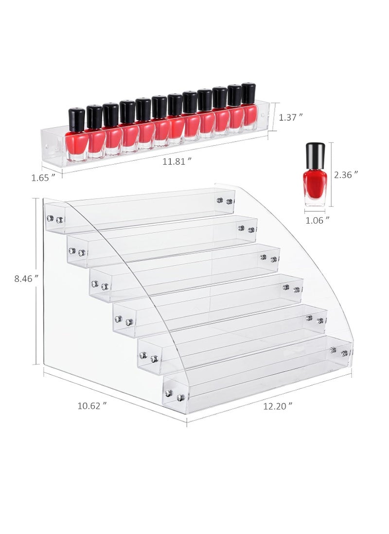 KINGROW Nail Polish Organizer 72 Bottles of 6 Layers Acrylic Display Rack Eyeglasses Storage Essential Oils Holder Makeup Organizer