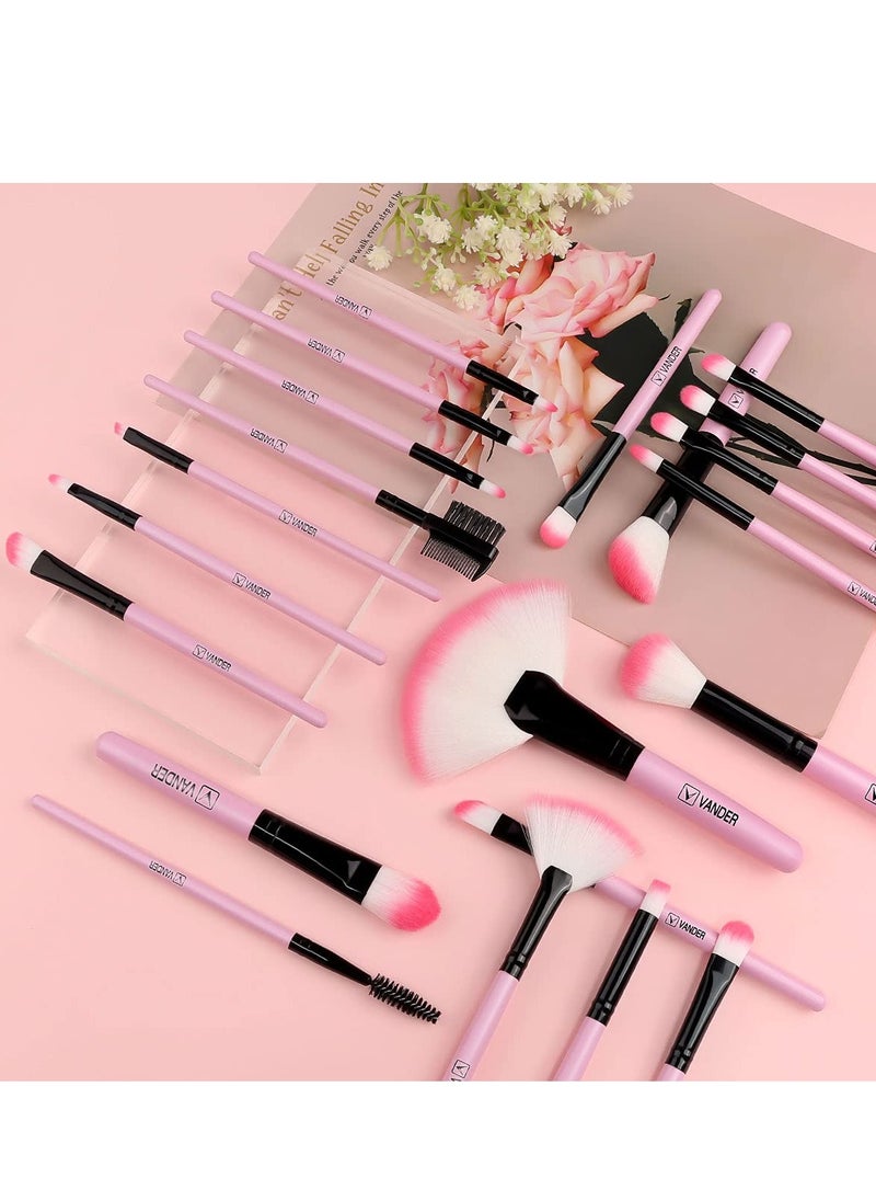 Makeup Brushes, VANDER 32pcs Professional Soft Synthetic Kabuki Cosmetic Eyebrow Shadow Makeup Brush Set Kit