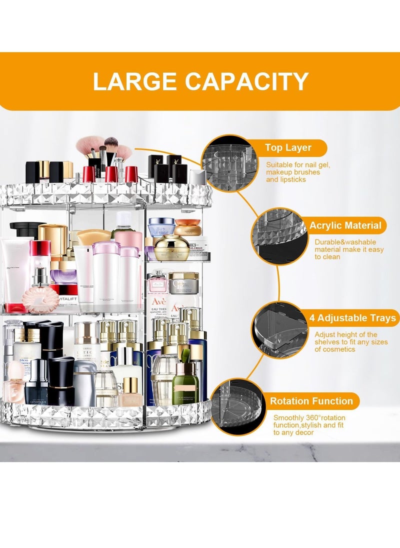 MISERWE Makeup Organizer 360 Degree Rotating 7 Adjustable Layers Large Capacity Cosmetic Organizer Transparent Make Up Organizers and Storage