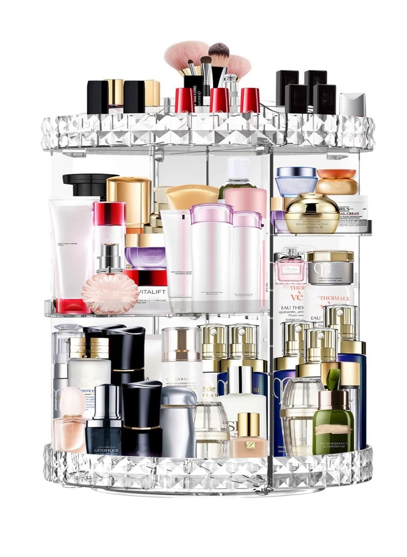 MISERWE Makeup Organizer 360 Degree Rotating 7 Adjustable Layers Large Capacity Cosmetic Organizer Transparent Make Up Organizers and Storage