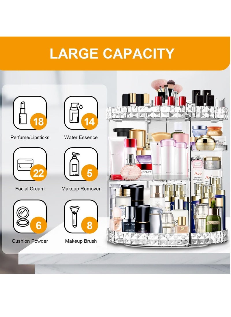 MISERWE Makeup Organizer 360 Degree Rotating 7 Adjustable Layers Large Capacity Cosmetic Organizer Transparent Make Up Organizers and Storage