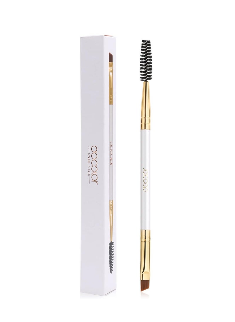 Docolor Eyebrow Brush Duo Eyebrow Spoolie Professional Angled Eye Brow Brush Perfect for Lining and Shaping Brows, Spoolie for Brows or Lashes White