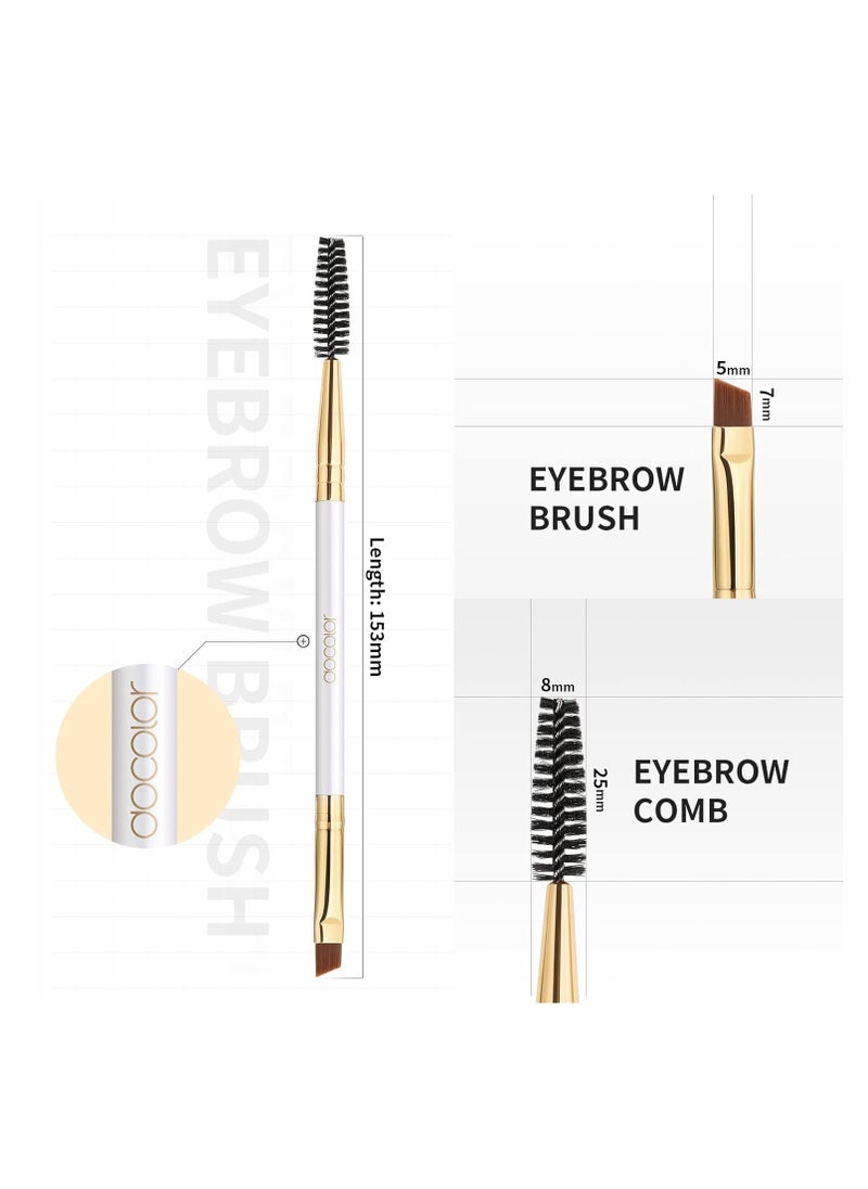 Docolor Eyebrow Brush Duo Eyebrow Spoolie Professional Angled Eye Brow Brush Perfect for Lining and Shaping Brows, Spoolie for Brows or Lashes White